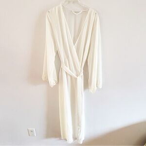 Valerie Stevens Women Chiffon Sheer Lace Tie Front Robe Lounge Femme Romantic